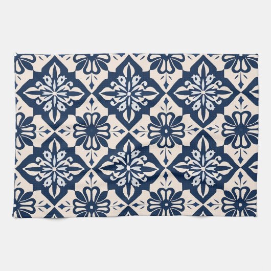 Portugees Azulejo Blauw en Wit Theedoek (Horizontaal)