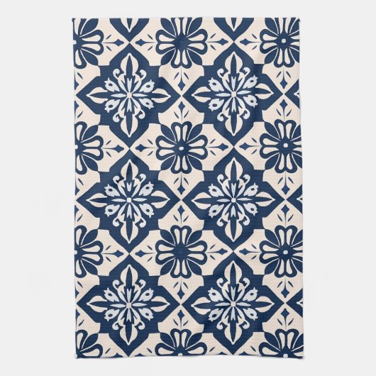 Portugees Azulejo Blauw en Wit Theedoek (Verticaal)