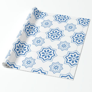 Portugees Azulejo BLUE Tile Pattern Cadeaupapier