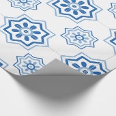  Portugees Azulejo BLUE Tile Pattern Cadeaupapier (Hoek)