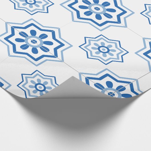  Portugees Azulejo BLUE Tile Pattern Cadeaupapier (Hoek)