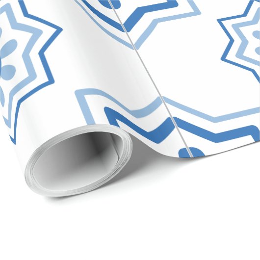 Portugees Azulejo BLUE Tile Pattern Cadeaupapier (Rol Hoek)