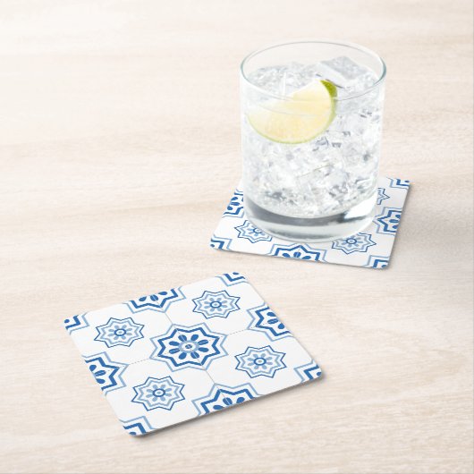Portugees Azulejo BLUE Tile Pattern Kartonnen Onderzetters (Insitu)