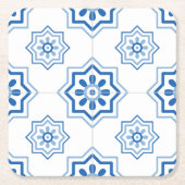  Portugees Azulejo BLUE Tile Pattern Kartonnen Onderzetters (Voorkant)