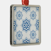 Portugees Azulejo BLUE Tile Pattern Metalen Ornament (Rechts)