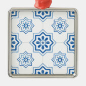  Portugees Azulejo BLUE Tile Pattern Metalen Ornament (Voorkant)