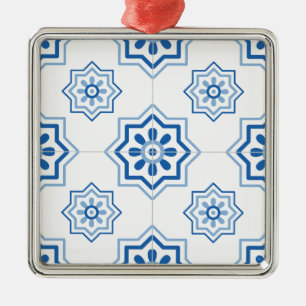  Portugees Azulejo BLUE Tile Pattern Metalen Ornament