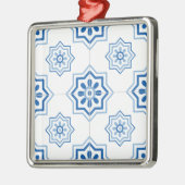 Portugees Azulejo BLUE Tile Pattern Metalen Ornament (Links)