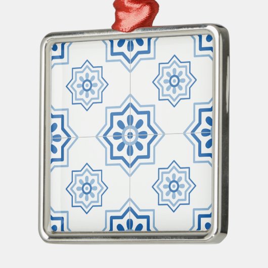  Portugees Azulejo BLUE Tile Pattern Metalen Ornament (Links)