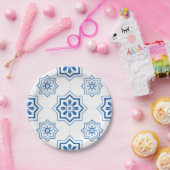 Portugees Azulejo BLUE Tile Pattern Papieren Bordje (Feest)