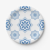 Portugees Azulejo BLUE Tile Pattern Papieren Bordje (Voorkant)