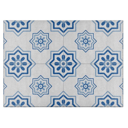  Portugees Azulejo BLUE Tile Pattern Snijplank (Voorkant)