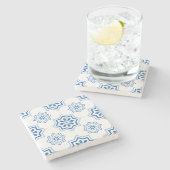 Portugees Azulejo BLUE Tile Pattern Stenen Onderzetter (Zijkant)