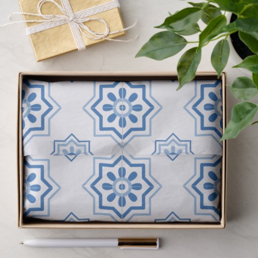  Portugees Azulejo BLUE Tile Pattern Tissuepapier (Geschenk)