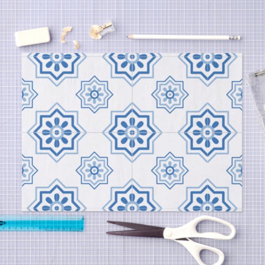 Portugees Azulejo BLUE Tile Pattern Tissuepapier (Craft)