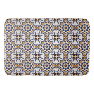 Portugees Azulejo Blue Yellow Pattern Badmat