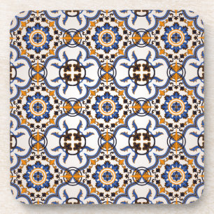 Portugees Azulejo Blue Yellow Pattern Drankjes Onderzetter
