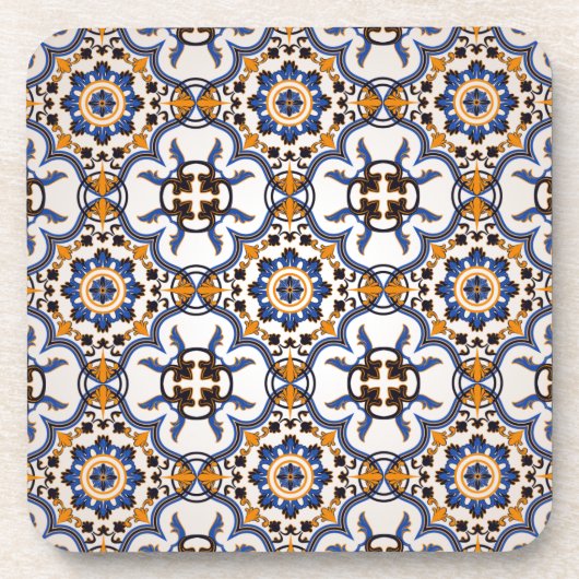 Portugees Azulejo Blue Yellow Pattern Drankjes Onderzetter (Voorkant)