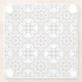 Portugees Azulejo Blue Yellow Pattern Glazen Onderzetter (Achterkant)