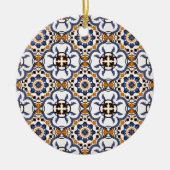  Portugees Azulejo Blue Yellow Pattern Keramisch Ornament (Voorkant)