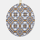  Portugees Azulejo Blue Yellow Pattern Keramisch Ornament (Links)