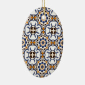Portugees Azulejo Blue Yellow Pattern Keramisch Ornament (Rechts)