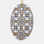 Portugees Azulejo Blue Yellow Pattern Keramisch Ornament (Links)