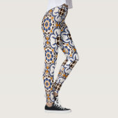 Portugees Azulejo Blue Yellow Pattern Leggings (Rechts)