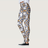 Portugees Azulejo Blue Yellow Pattern Leggings (Links)