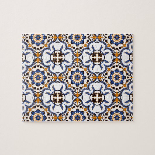  Portugees Azulejo Blue Yellow Pattern Legpuzzel (Horizontaal)