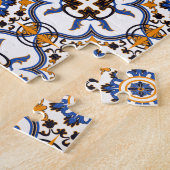 Portugees Azulejo Blue Yellow Pattern Legpuzzel (Zijkant)