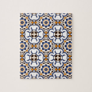  Portugees Azulejo Blue Yellow Pattern Legpuzzel