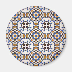  Portugees Azulejo Blue Yellow Pattern Magneet