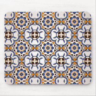 Portugees Azulejo Blue Yellow Pattern Muismat