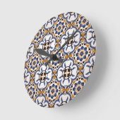 Portugees Azulejo Blue Yellow Pattern Ronde Klok (Hoek)