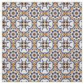 Portugees Azulejo Blue Yellow Pattern Stof (Swatch)