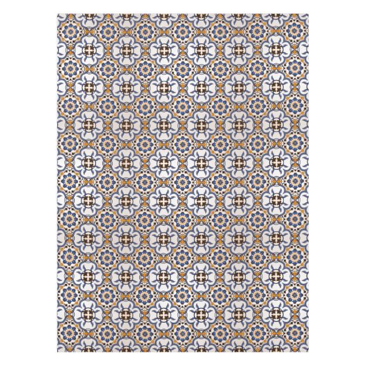  Portugees Azulejo Blue Yellow Pattern Tafelkleed (Voorkant)