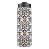  Portugees Azulejo Blue Yellow Pattern Thermosbeker (Voorkant)