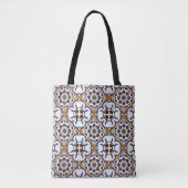 Portugees Azulejo Blue Yellow Pattern Tote Bag (Voorkant)