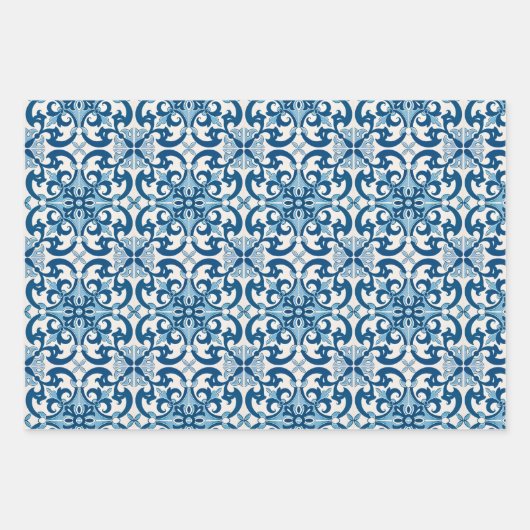Portugees Azulejo Ceramic Tiles Seamless Pattern Inpakpapier Vel (Voorkant 2)