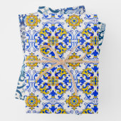 Portugees Azulejo Ceramic Tiles Seamless Pattern Inpakpapier Vel (In situ)