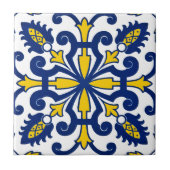 Portugees Azulejo Classic Decorative Blue Yellow Tegeltje (Voorkant)