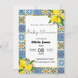 Portugees Azulejo Lemon Tegel Baby shower Kaart