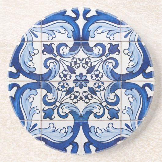  Portugees Azulejo Pattern Zandsteen Onderzetter (Voorkant)