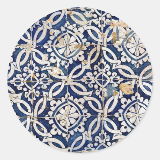 Portugees Azulejo Ronde Sticker (Voorkant)