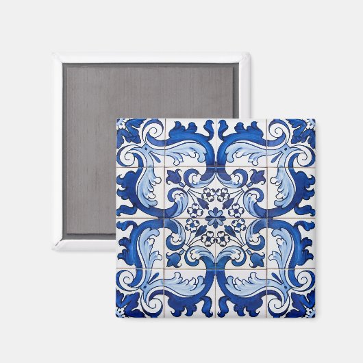 Portugees Azulejo Tegel Pattern Magneet (Voorkant / Achterkant)