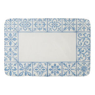 Portugees Azulejo-tegelblauw stationair ontwerp Badmat
