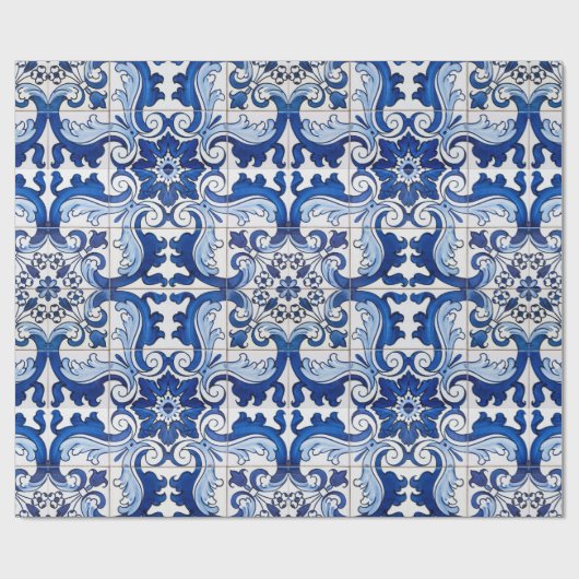 Portugees Azulejo Tile Pattern Cadeaupapier (Vlak)