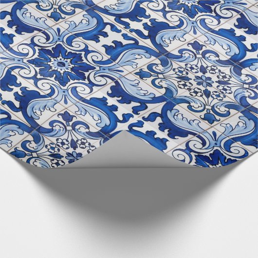  Portugees Azulejo Tile Pattern Cadeaupapier (Hoek)