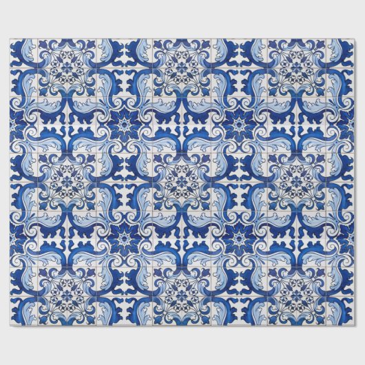 Portugees Azulejo Tile Pattern Cadeaupapier (Vlak)
